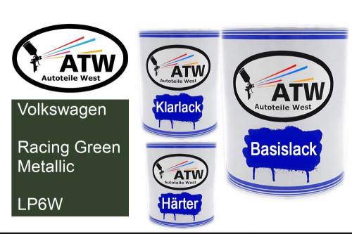 Volkswagen, Racing Green Metallic, LP6W: 1L Lackdose + 1L Klarlack + 500ml Härter - Set, von ATW Autoteile West.